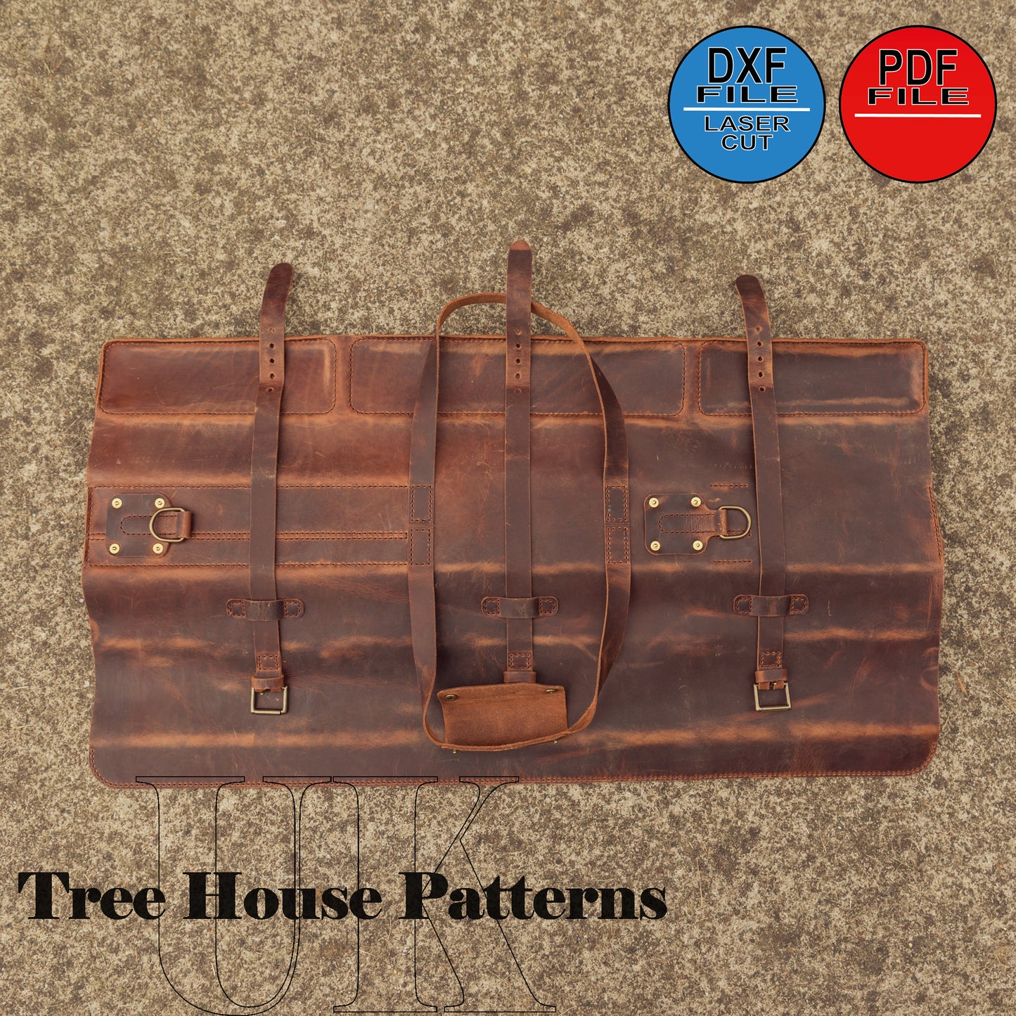 Leather pattern PDF and DXF for pool cue case, digital pattern pool cue bag,