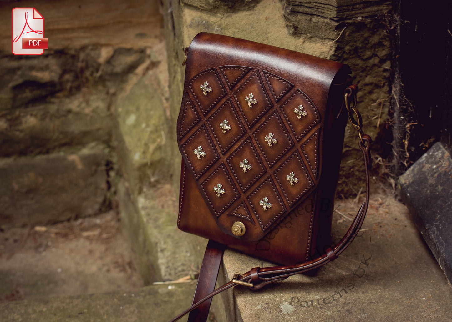 Medieval crossbody - shoulder bag leather pattern PDF