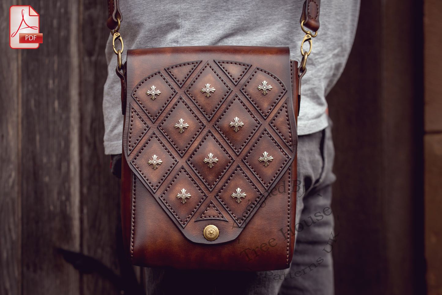 Medieval crossbody - shoulder bag leather pattern PDF