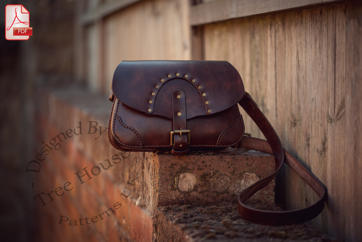 Steampunk crossbody bag leather pattern PDF