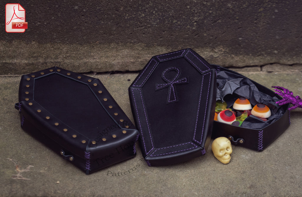 Leather Coffin Box Pattern – Halloween Candy & Jewellery PDF Template
