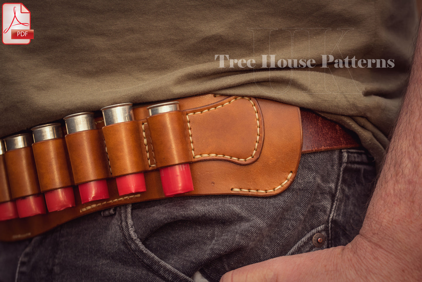 Cartridge holder 12 & 20 gauge leather pattern PDF - bandolier digital template