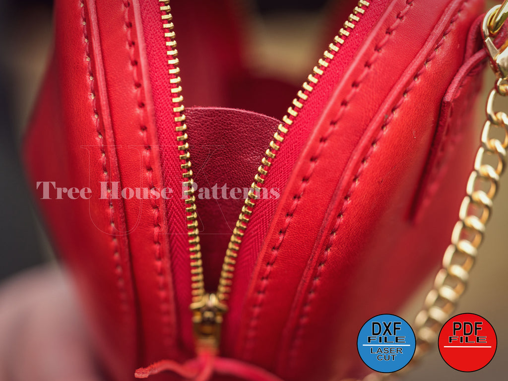 Heart Leather Bag Pattern – PDF & DXF Small Purse Template SVG