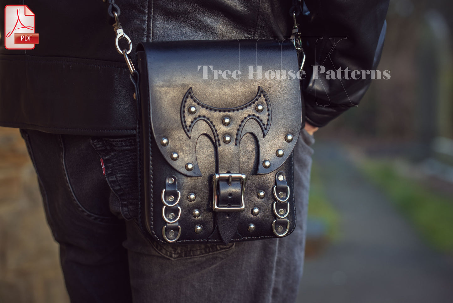 Military bag leather pattern PDF - goth bag digital template