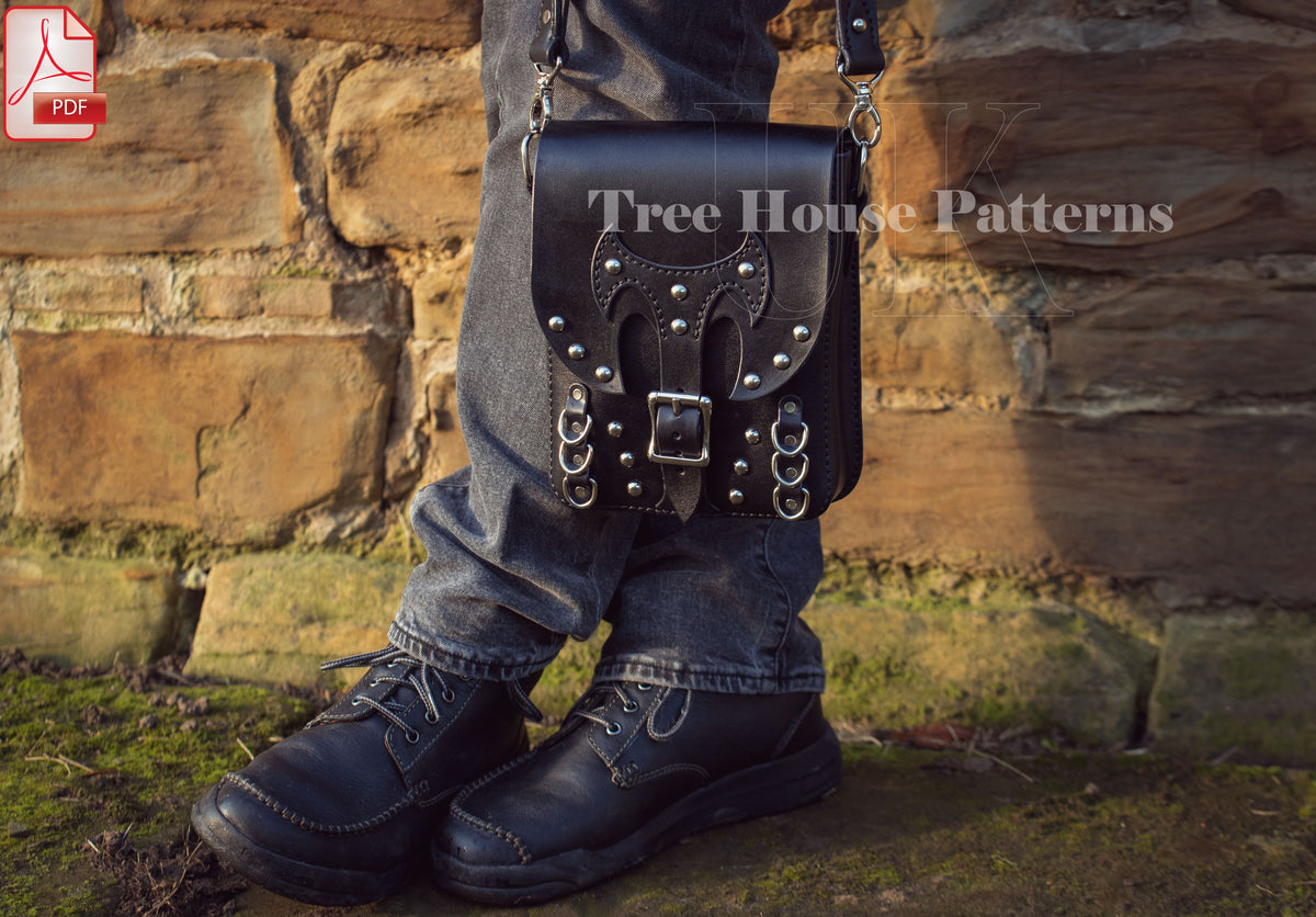 Military Leather Crossbody Bag Pattern – Goth PDF Template