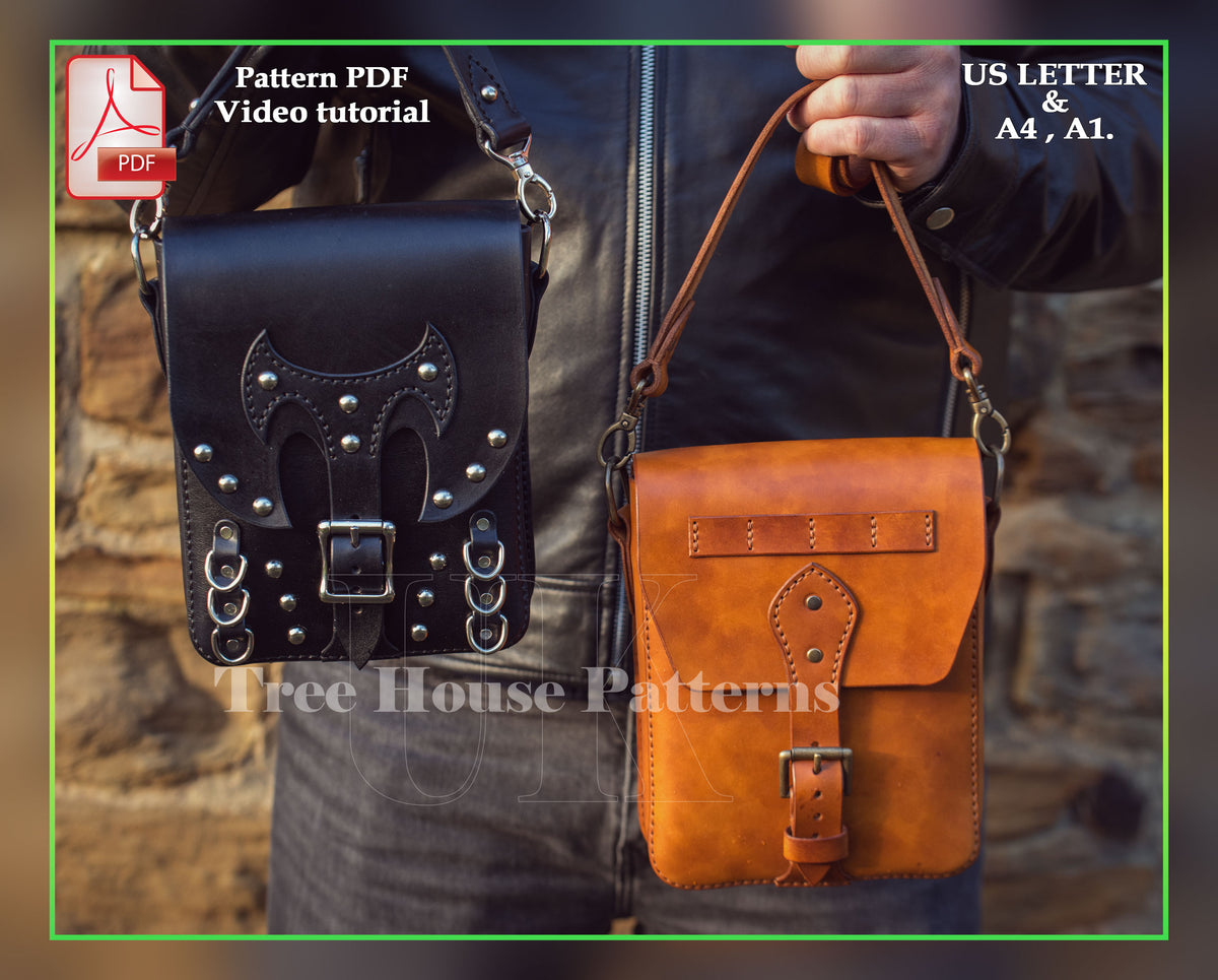 Military Leather Crossbody Bag Pattern – Goth PDF Template