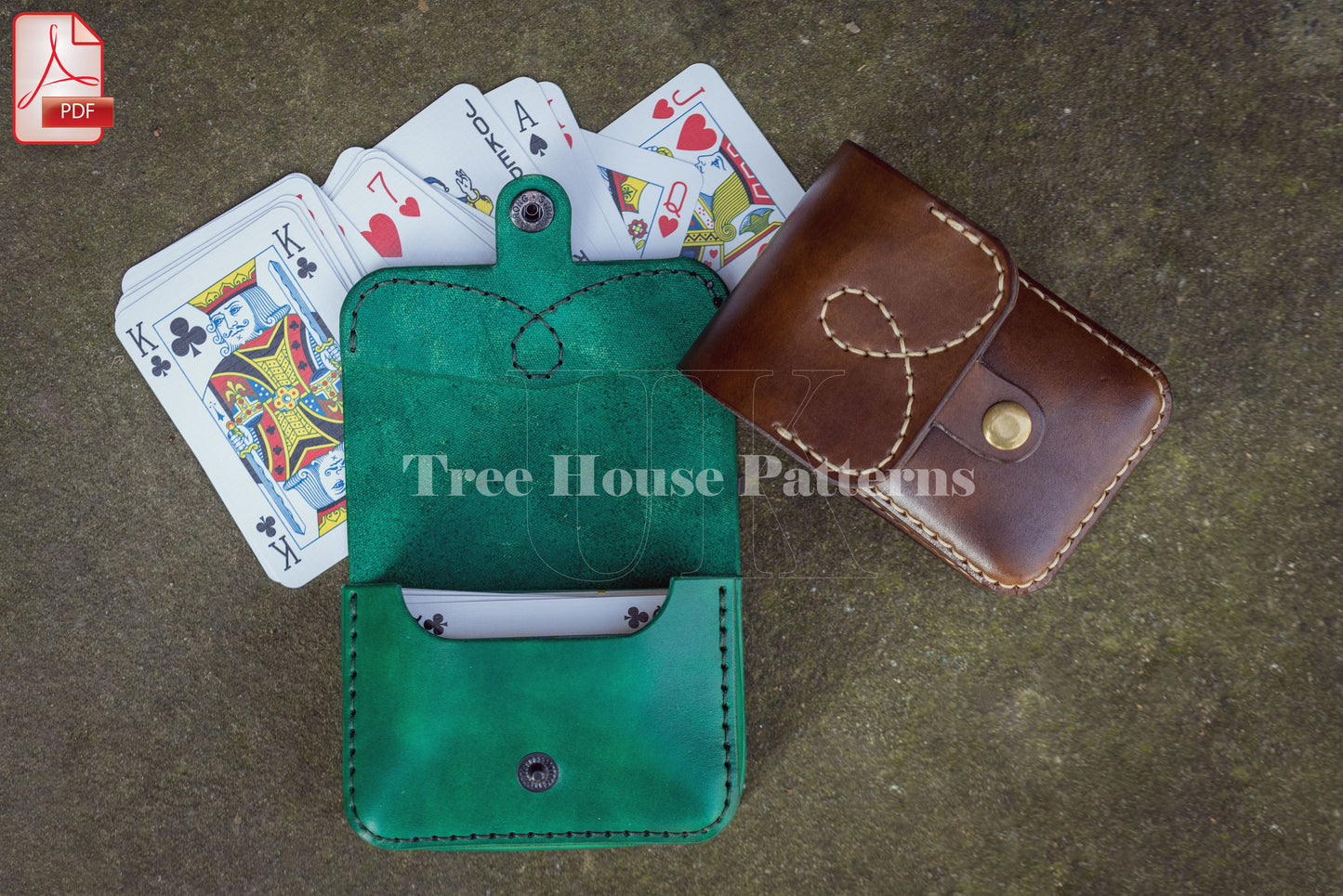 Double deck playing card case leather pattern PDF