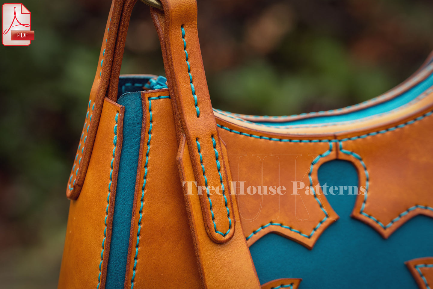 Turtle shoulder bag leather pattern PDF - women purse digital template