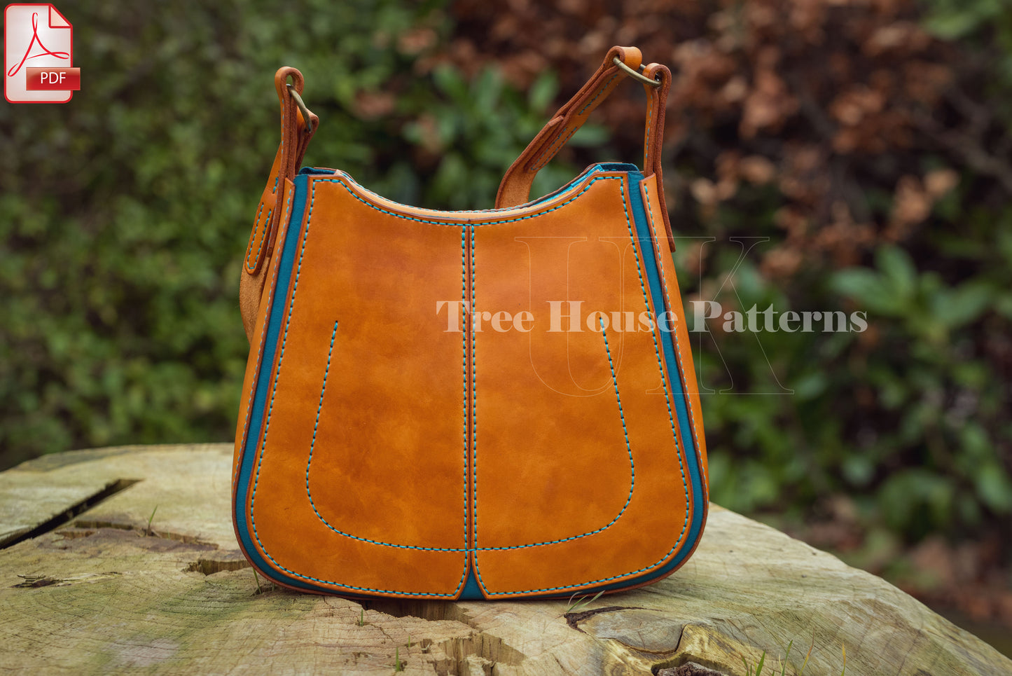 Turtle shoulder bag leather pattern PDF - women purse digital template