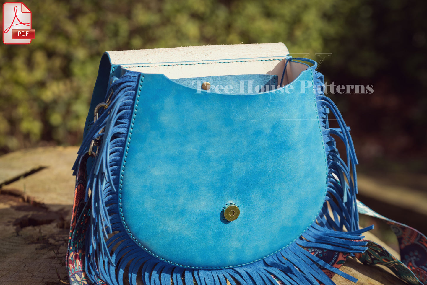 Boho bag leather pattern PDF - women purse digital template