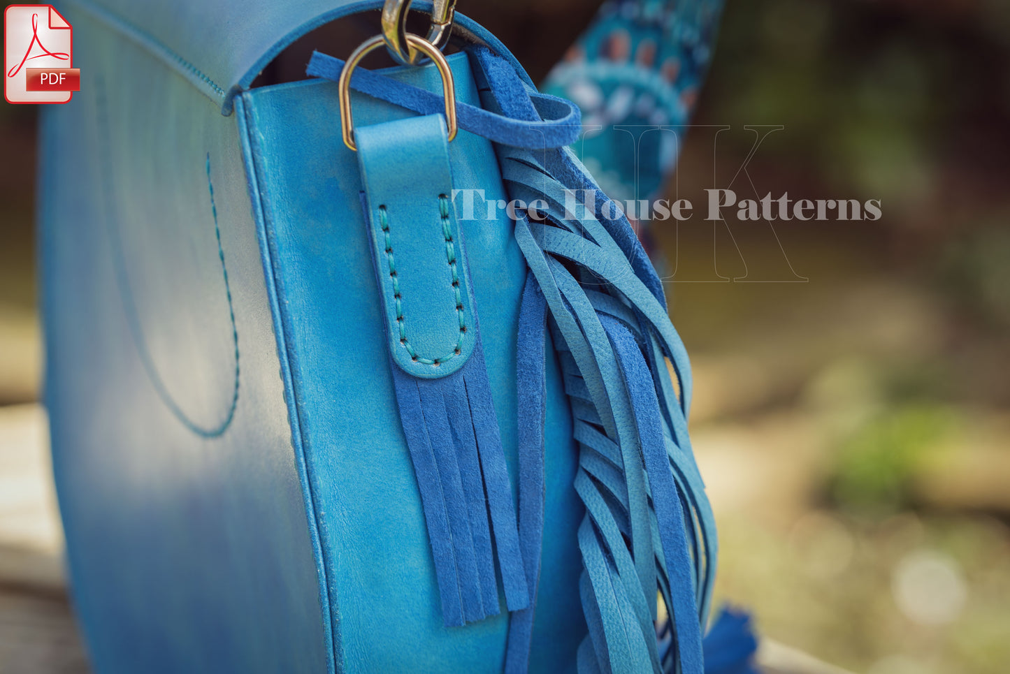 Boho bag leather pattern PDF - women purse digital template