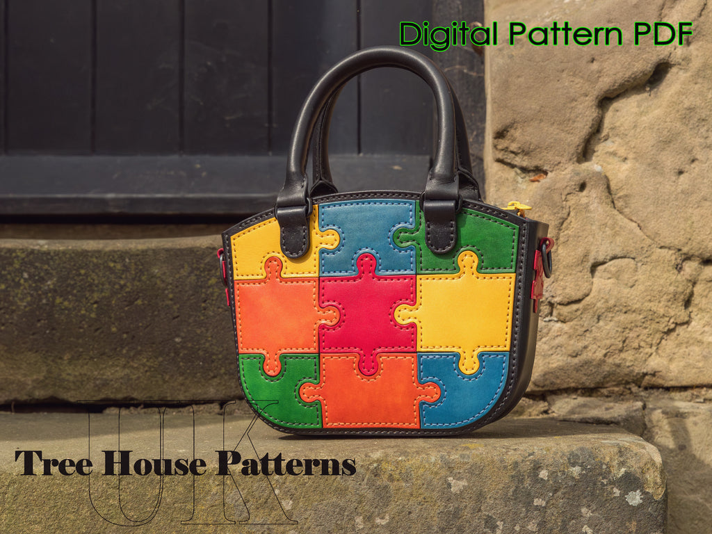Leather Purse Pattern – Puzzle Handbag PDF Template