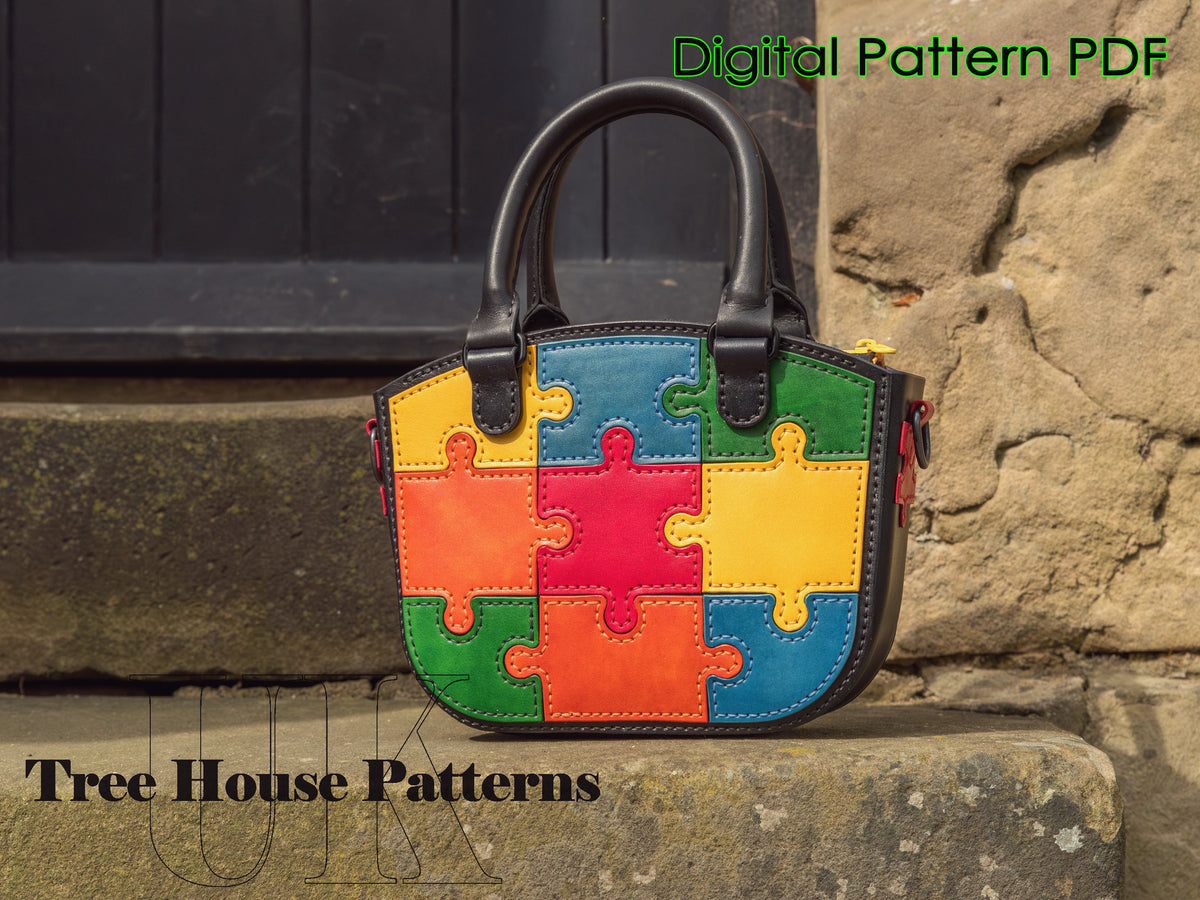 Leather Purse Pattern – Puzzle Handbag PDF Template