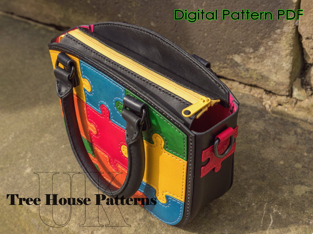 Leather Purse Pattern – Puzzle Handbag PDF Template