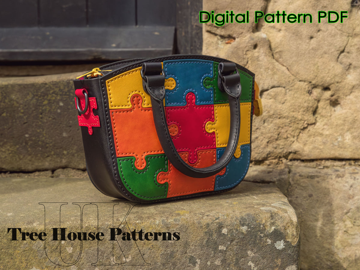 Leather Purse Pattern – Puzzle Handbag PDF Template