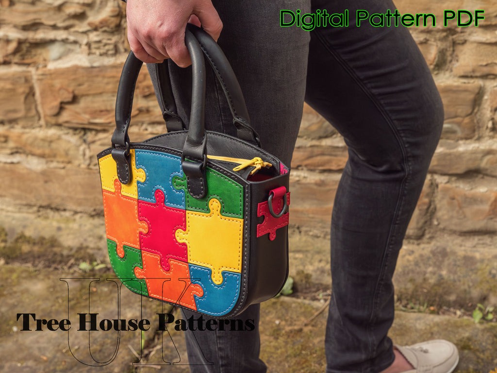 Leather Purse Pattern – Puzzle Handbag PDF Template