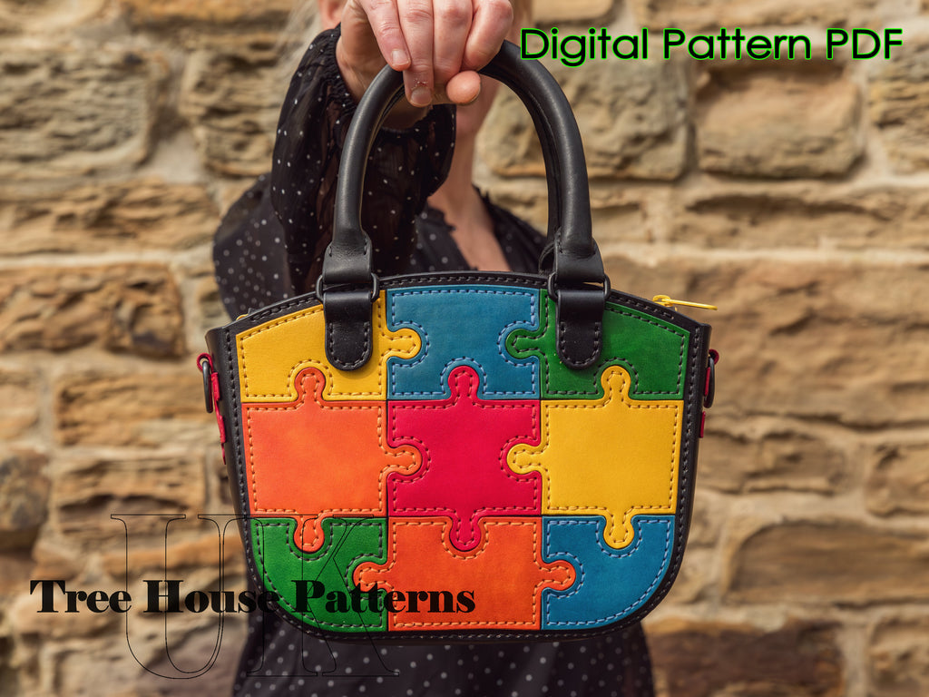 Leather Purse Pattern – Puzzle Handbag PDF Template