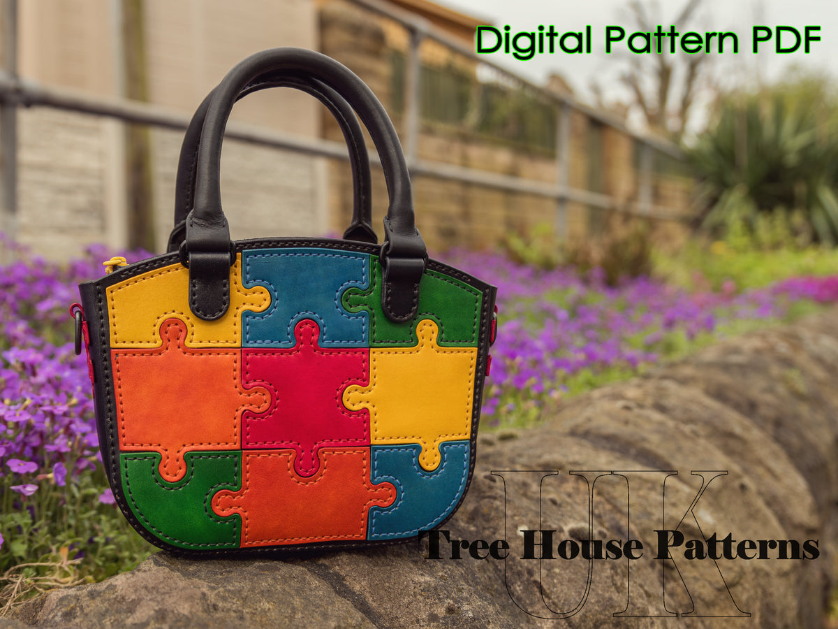 Leather Purse Pattern – Puzzle Handbag PDF Template