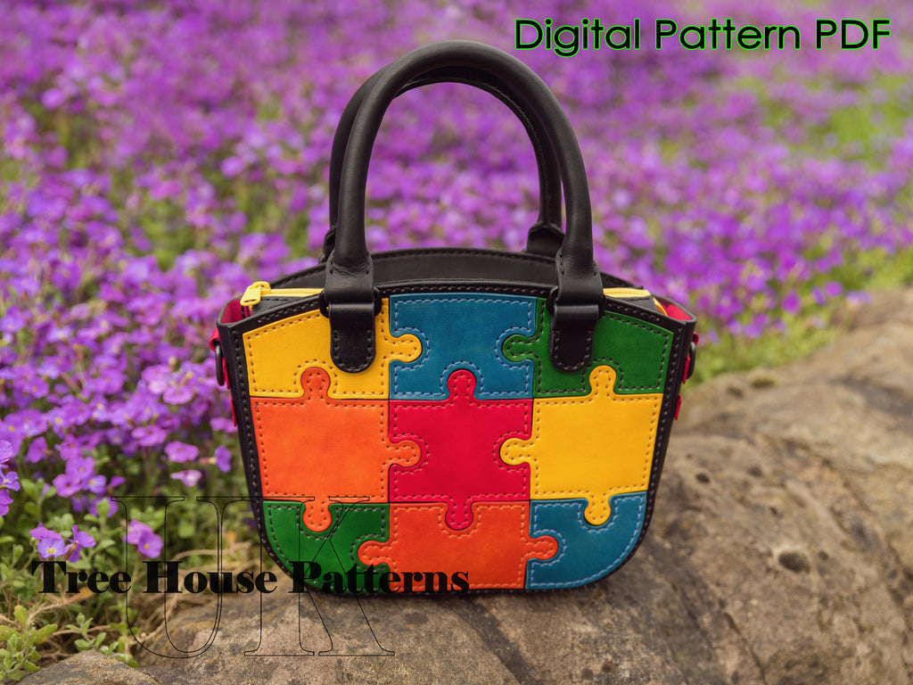 Leather Purse Pattern – Puzzle Handbag PDF Template