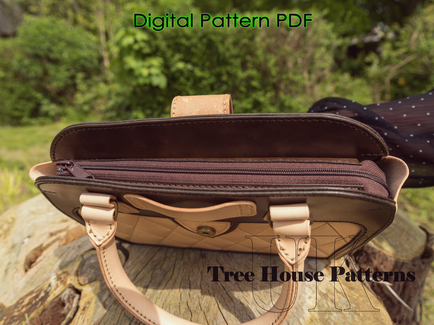 Office handbag leather pattern PDF - women purse digital template