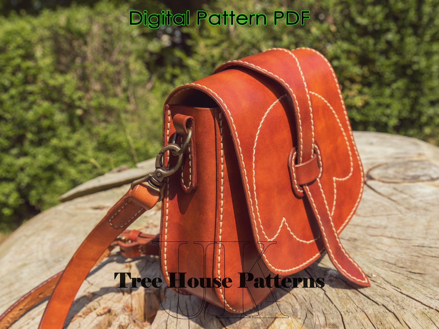 Medieval crossbody bag leather pattern PDF - belt bag digital template