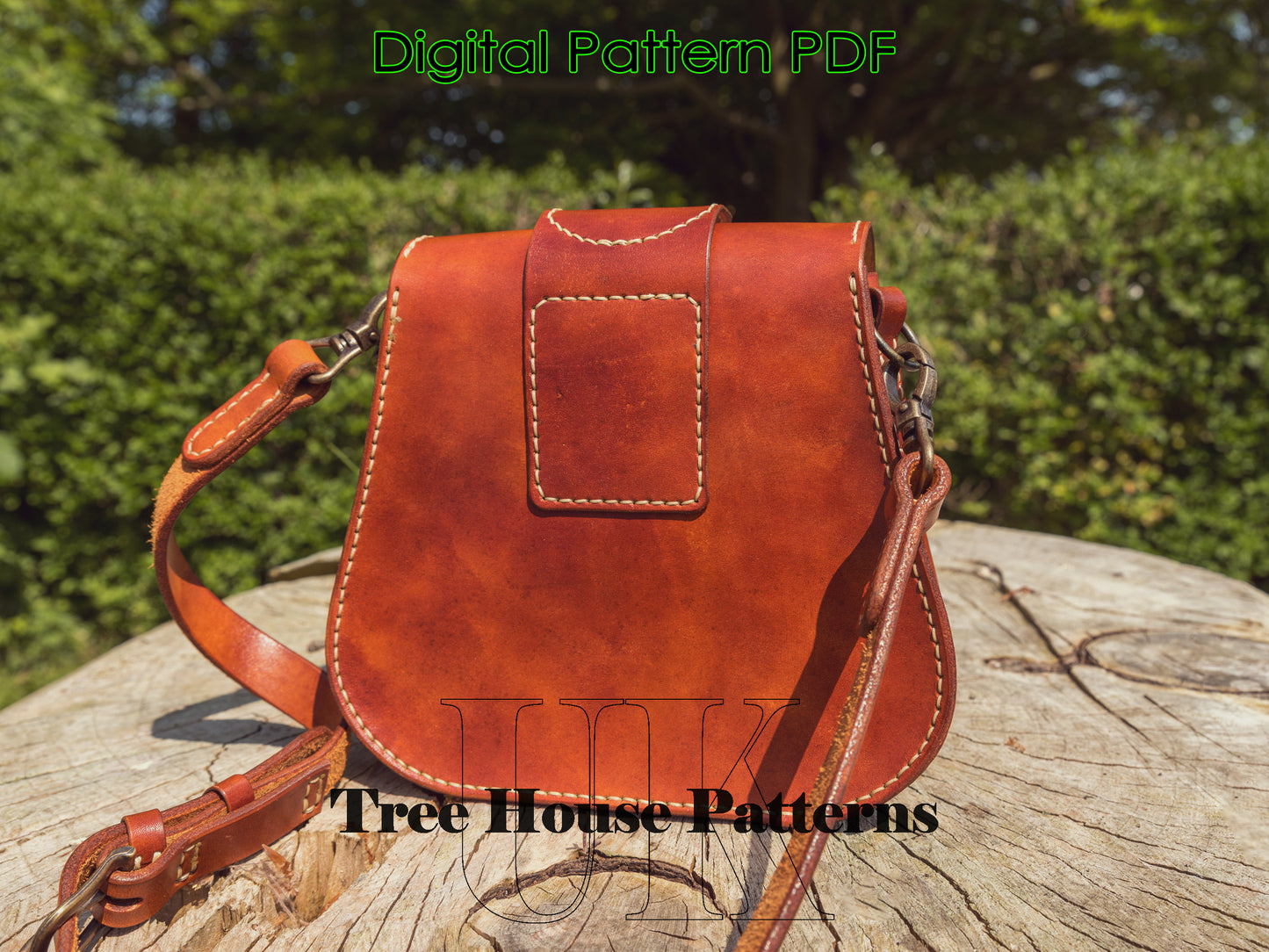 Medieval crossbody bag leather pattern PDF - belt bag digital template