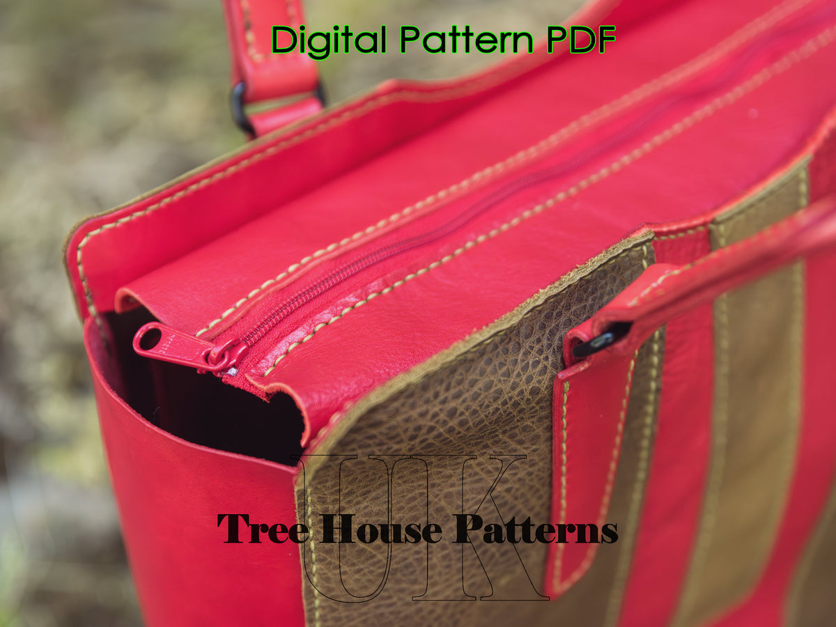 Large Leather Tote Bag Pattern – PDF Shopping Bag Template