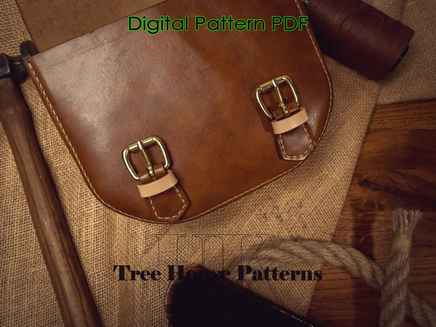 Belt bag leather pattern - satchel bag digital template