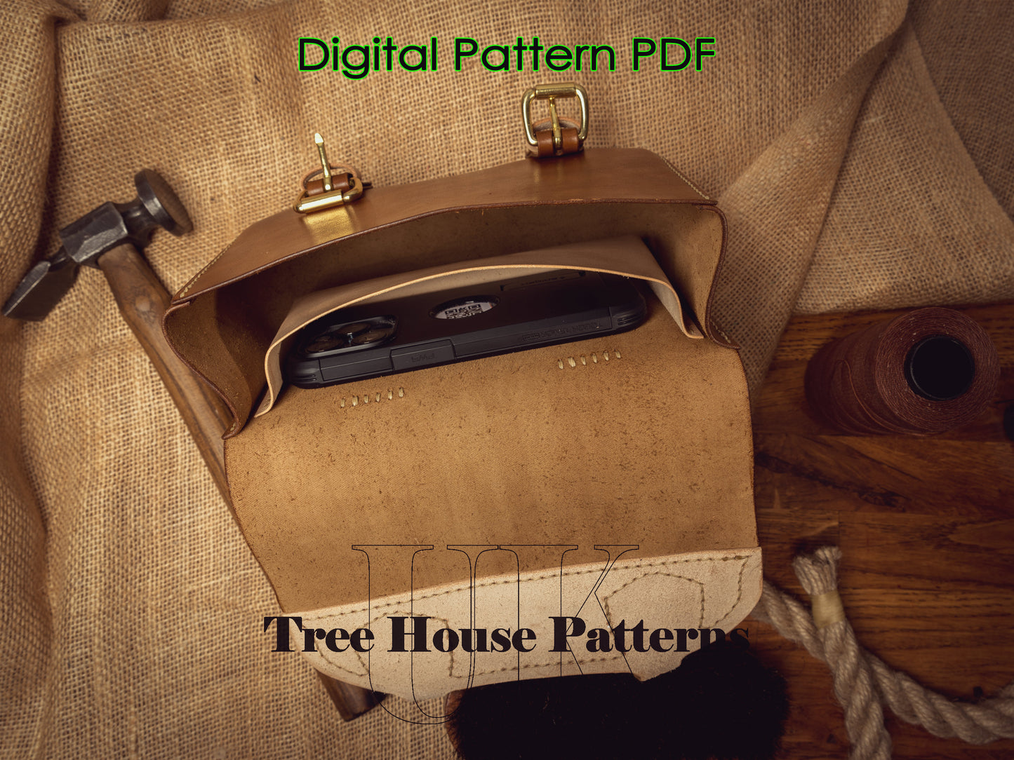 Belt bag leather pattern - satchel bag digital template