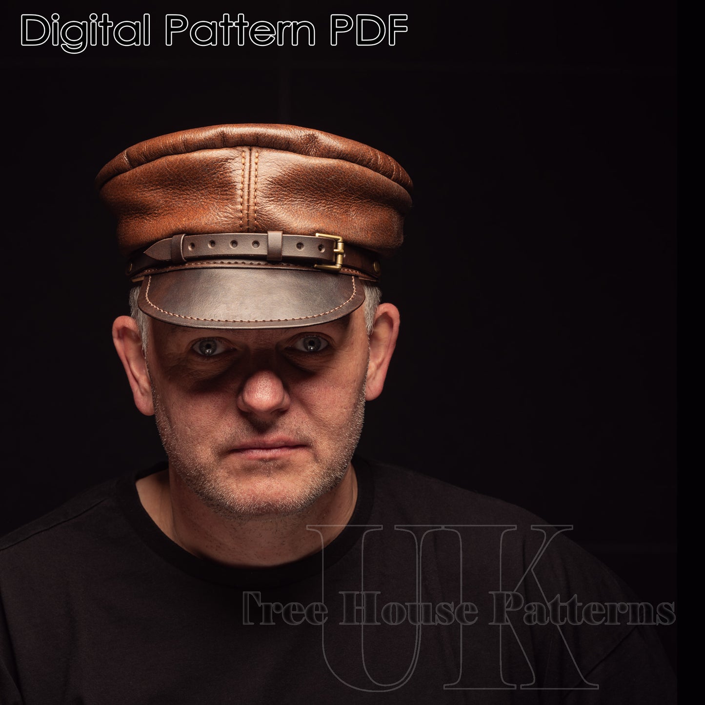 Skipper cap leather pattern PDF - digital template for leather hat