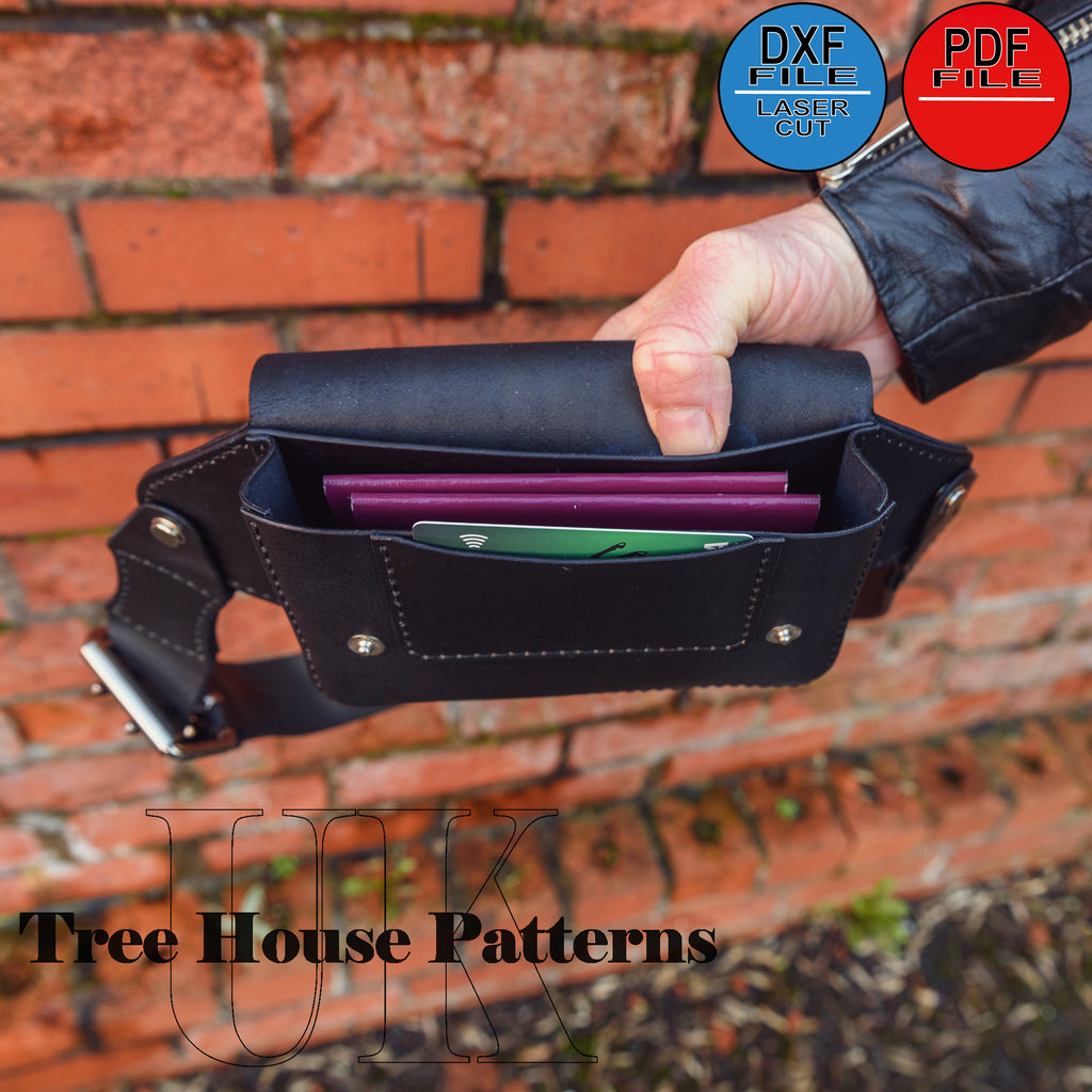 Leather Utility Bag Pattern – Sling & Passport Holder PDF DXF