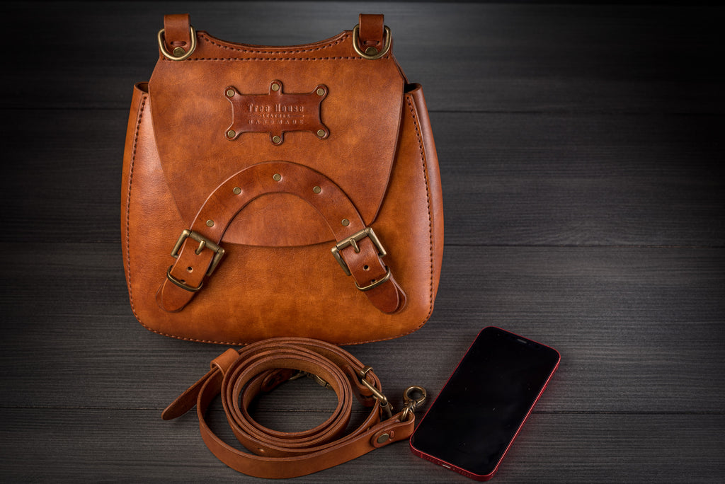 Steampunk Leather Crossbody Bag Pattern – PDF Template