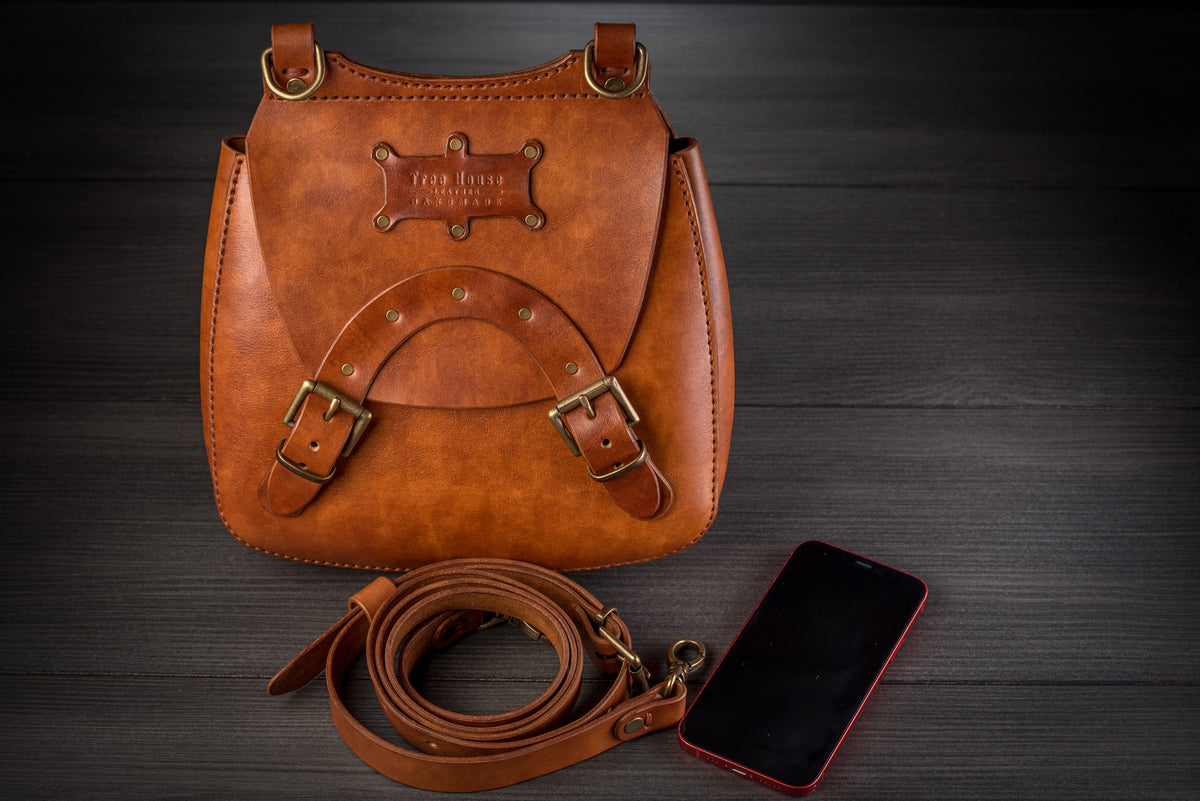 Steampunk Leather Crossbody Bag Pattern – PDF Template