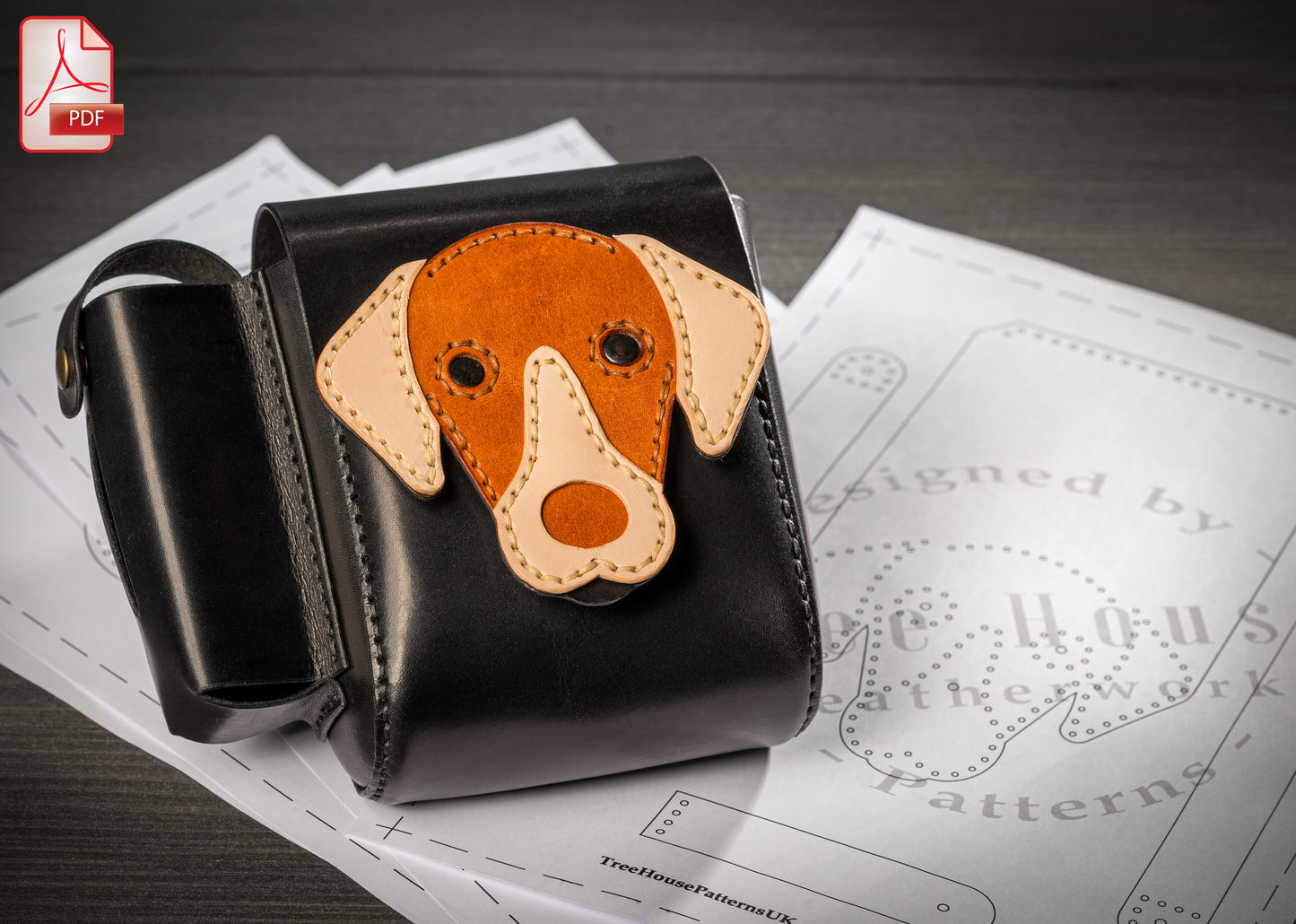 Dog reward pouch leather pattern PDF - dog treat bag