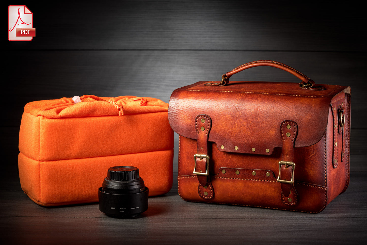 DLSR camera bag leather pattern PDF