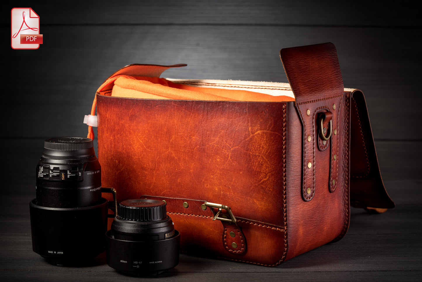 DLSR camera bag leather pattern PDF