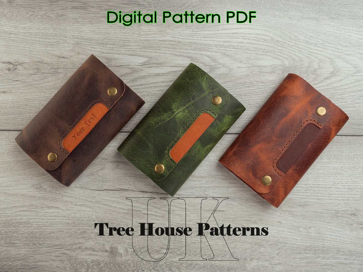 Double deck playing cards leather pattern PDF - playing cards case digital template