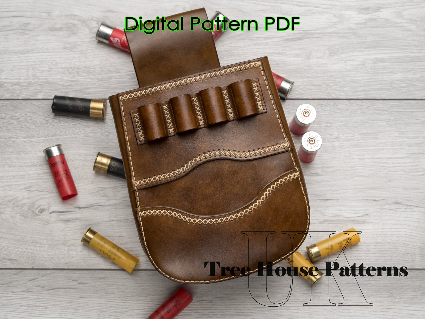 Cartridge pouch Shotgun holder leather pattern PDF