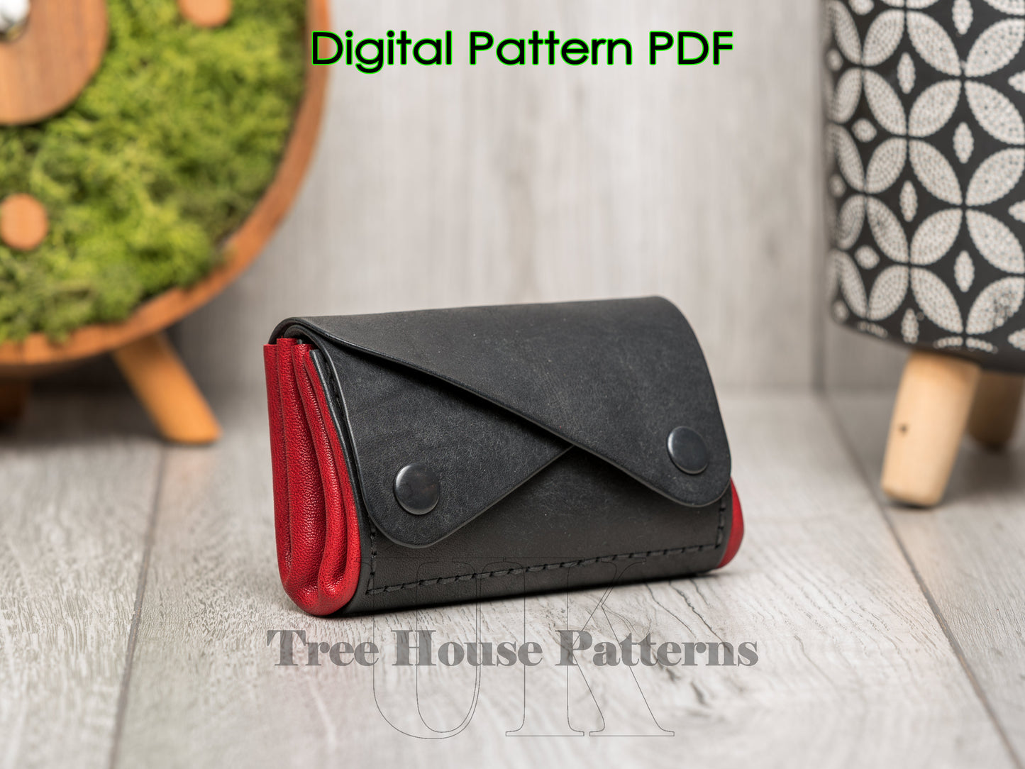 Minimalist wallet DXF and PDF leather pattern - coins purse digital template - laser leather pattern