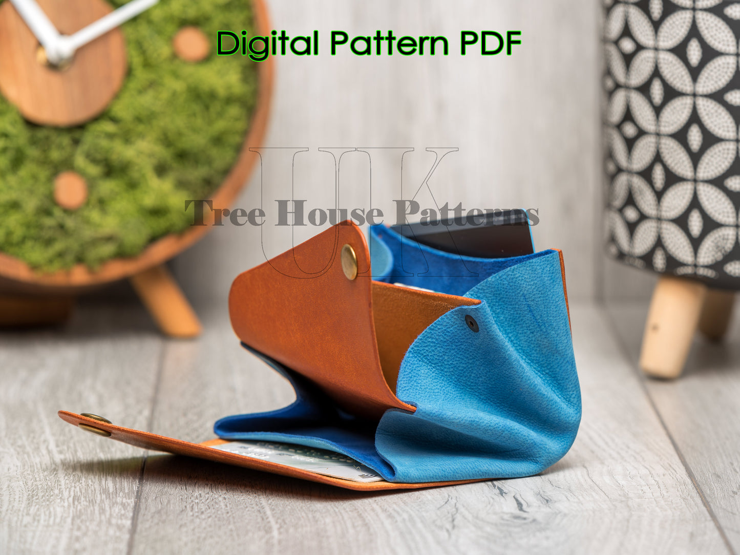 Minimalist wallet DXF and PDF leather pattern - coins purse digital template - laser leather pattern