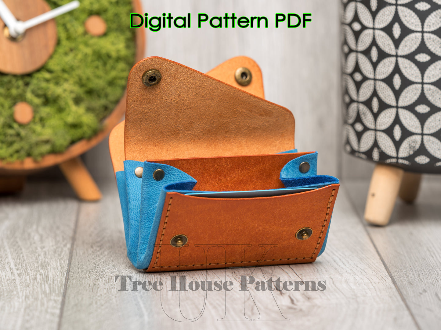 Minimalist wallet DXF and PDF leather pattern - coins purse digital template - laser leather pattern