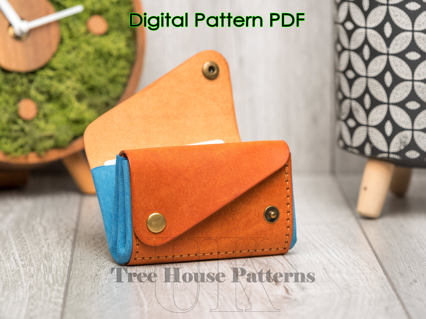 Minimalist wallet DXF and PDF leather pattern - coins purse digital template - laser leather pattern