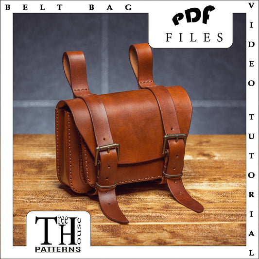 Steampunk belt bag leather pattern PDF