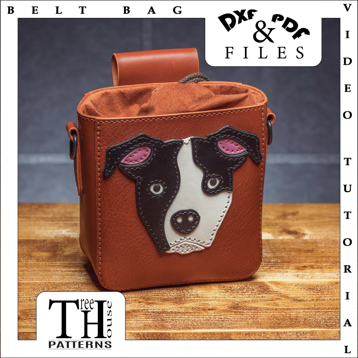 Leather pattern PDF, DXF for dog's treats bag, dogs reward pouch template