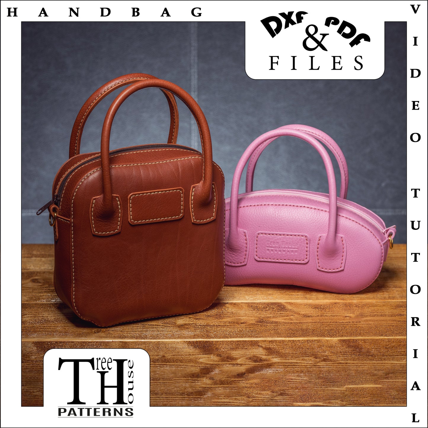 Party handbag in 4 shapes leather pattern DXF and PDF, laser pattern for women purse, leather pattern PDF for small bags