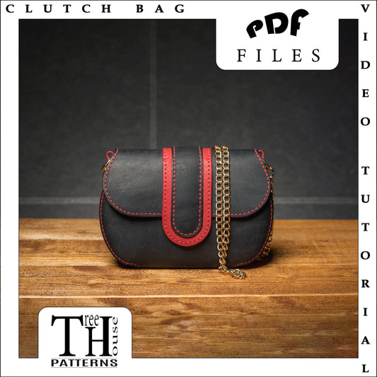 Shoulder bag leather pattern PDF - clutch bag digital template