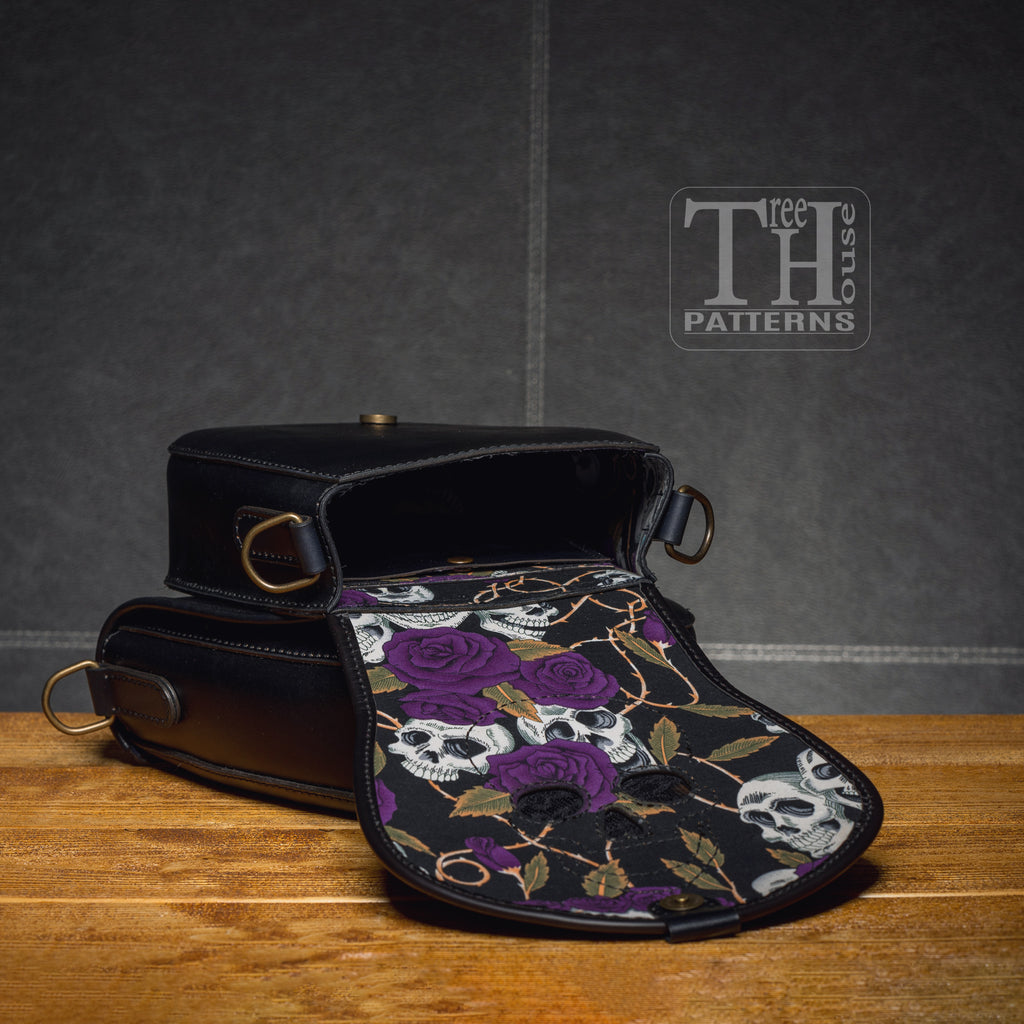Leather Skull Crossbody Bag Pattern – PDF & DXF Gothic Template SVG