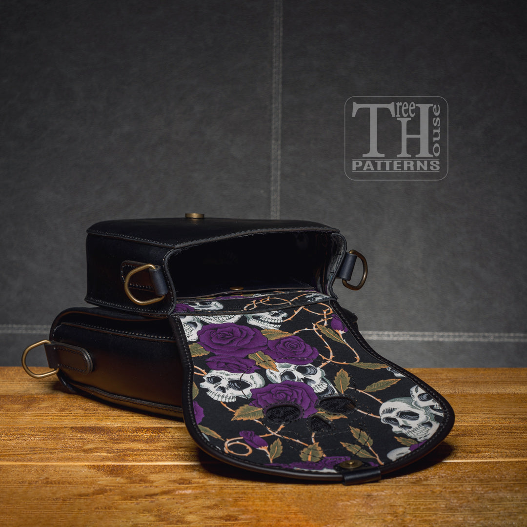 Skull bag leather pattern PDF and DXF, Halloween bag pattern