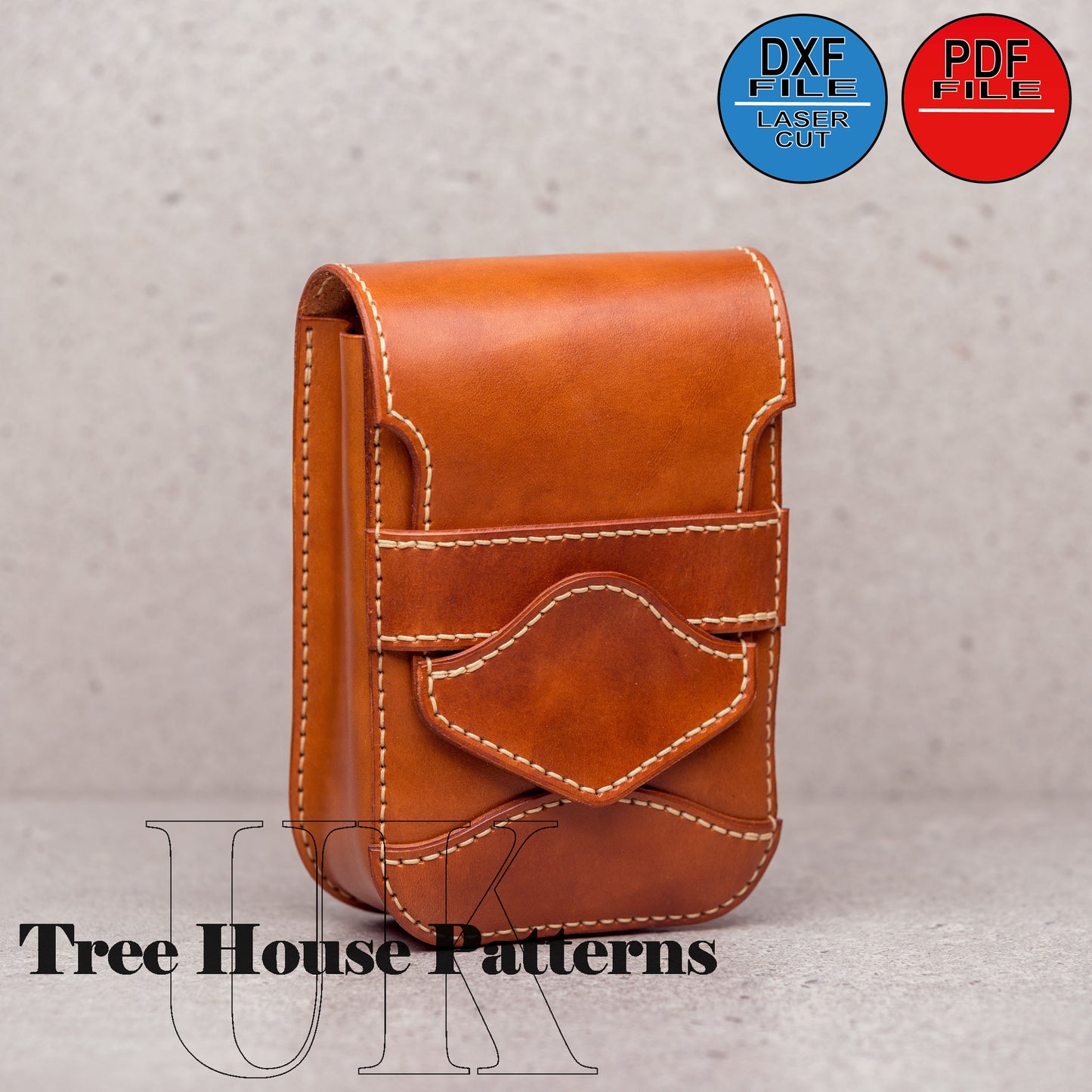 Leather pattern PDF, DXF for men's belt bag, waist bag pattern