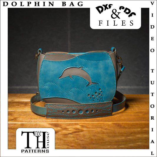 Dolphin leather shoulder bag PDF and DXF pattern, laser bag pattern for crossbody bag, leather pattern for women purse